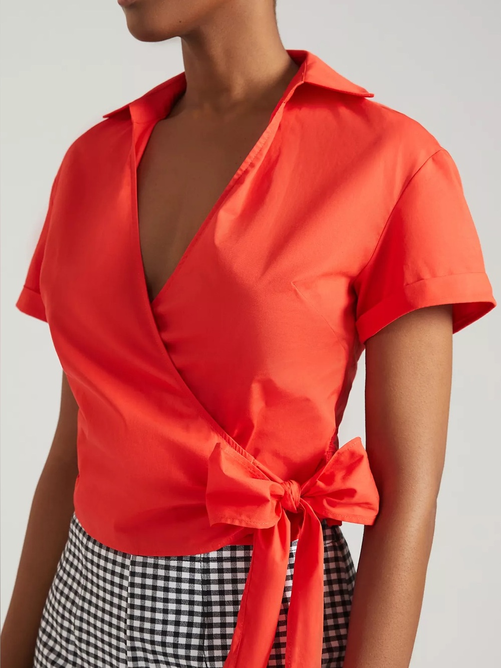 Maeve Anthropologie Red Wrap Shirt Medium